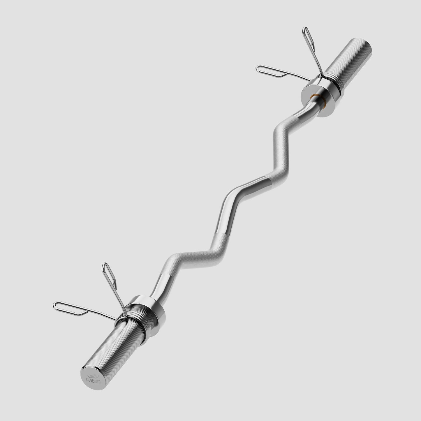 FLYBIRD Olympic EZ Curl Bar - 47"Curling Barbell for 2 Inch Plates,Silver